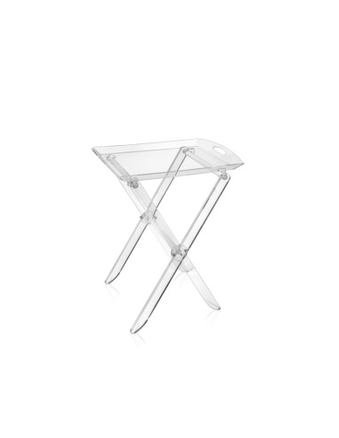 iPLEX - Pliè Tavolino con ripiano vassoio in plexiglass Trasparente richiudibile. Made in Italy - arredamento casa cucina soggio