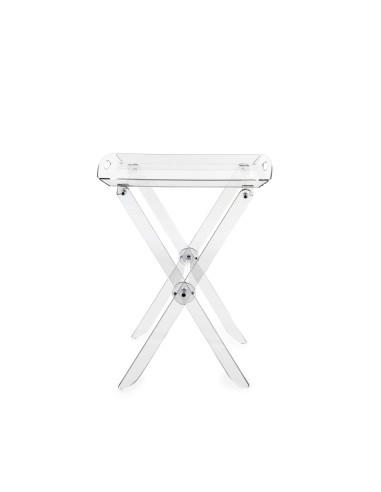 iPLEX - Pliè Tavolino con ripiano vassoio in plexiglass Trasparente richiudibile. Made in Italy - arredamento casa cucina soggio