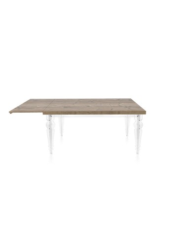 iPLEX Design - Maulabile Habitat Rovere Tavolo estensibile in plexiglass e legno - Trasparente/ROVERE - 155/ - 155/ - 155x75x90 