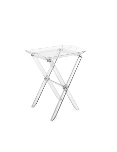 iPLEX - Pliè Tavolino con ripiano vassoio in plexiglass Trasparente richiudibile. Made in Italy - arredamento casa cucina soggio