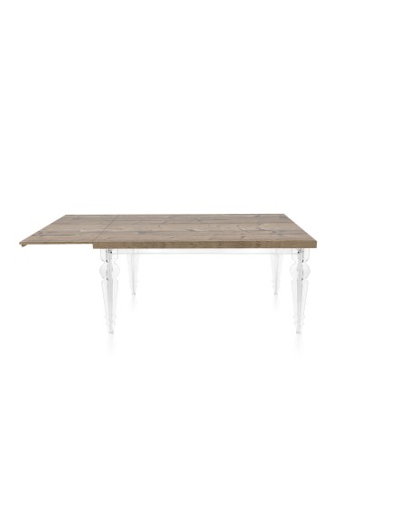 iPLEX Design - Maulabile Habitat Rovere Tavolo estensibile in plexiglass e legno - Trasparente/ROVERE - 155/ - 155/ - 155x75x90 