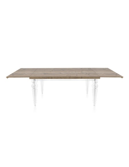 iPLEX Design - Maulabile Habitat Rovere Tavolo estensibile in plexiglass e legno - Trasparente/ROVERE - 155/ - 155/ - 155x75x90 
