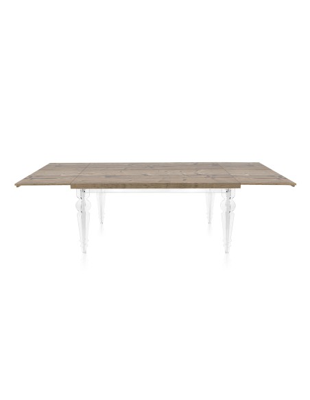 iPLEX Design - Maulabile Habitat Rovere Tavolo estensibile in plexiglass e legno - Trasparente/ROVERE - 155/ - 155/ - 155x75x90 