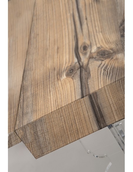 iPLEX Design - Maulabile Habitat Rovere Tavolo estensibile in plexiglass e legno - Trasparente/ROVERE - 155/ - 155/ - 155x75x90 