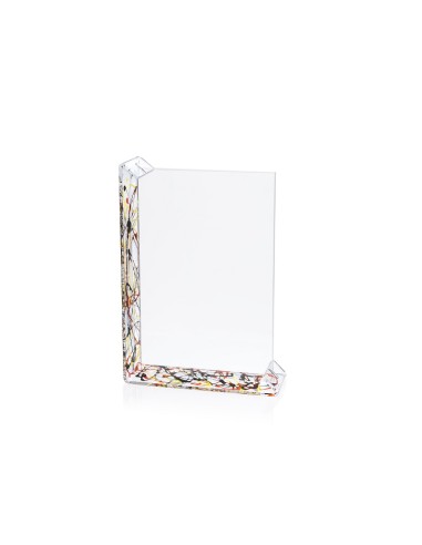 iPLEX - Sebastiao Portafoto con doppia cornice in plexiglass Trasparente, schizzo artistico colorato,. Made in Italy - Trasparen