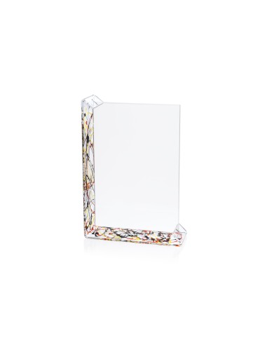 iPLEX - Sebastiao Portafoto con doppia cornice in plexiglass Trasparente, schizzo artistico colorato,. Made in Italy - Trasparen