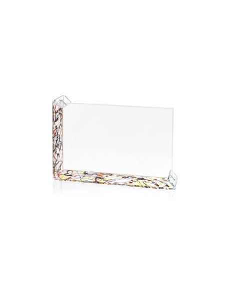 iPLEX - Sebastiao Portafoto con doppia cornice in plexiglass Trasparente, schizzo artistico colorato,. Made in Italy - Trasparen