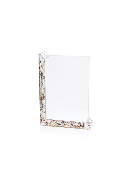 iPLEX - Sebastiao Portafoto con doppia cornice in plexiglass Trasparente, schizzo artistico colorato,. Made in Italy - Trasparen