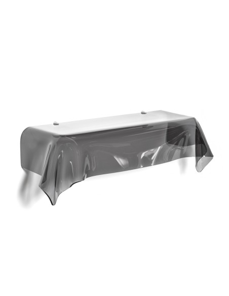 iPLEX - Consolle sotto specchio linea Drappeggi in plexiglass PMMA color fumè Trasparente con 2 ganci di ancoraggio. - 110x30x35
