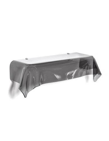 iPLEX - Consolle sotto specchio linea Drappeggi in plexiglass PMMA color fumè Trasparente con 2 ganci di ancoraggio. - 110x30x35