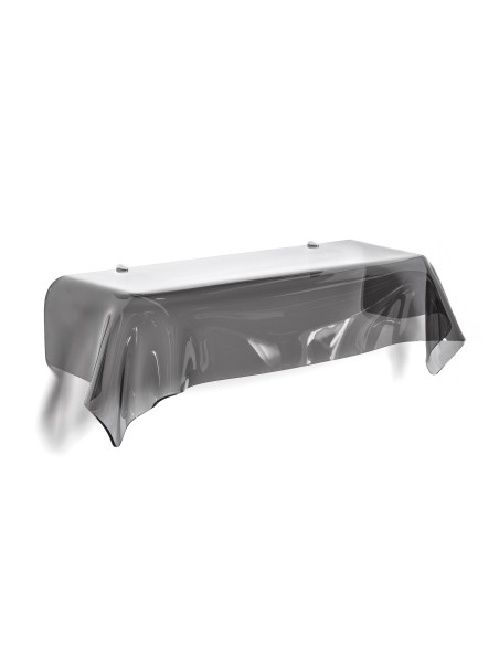 iPLEX - Consolle sotto specchio linea Drappeggi in plexiglass PMMA color fumè Trasparente con 2 ganci di ancoraggio. - 110x30x35