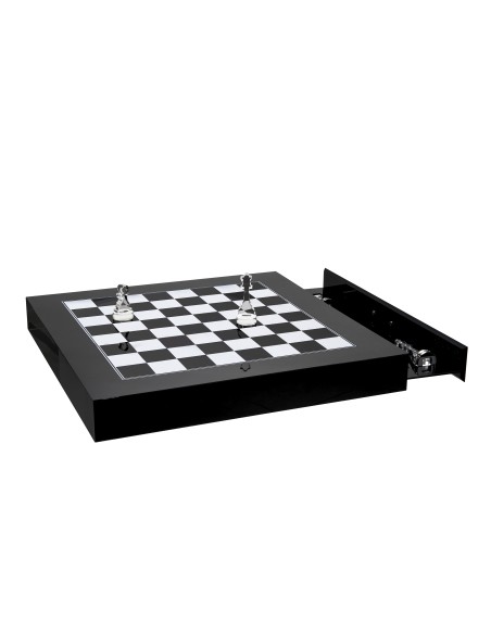 iPLEX - Magnus Scacchiera Dama in plexiglass PMMA nero con cassetto porta pedine - arredamento casa salotto Made in Italy - nero