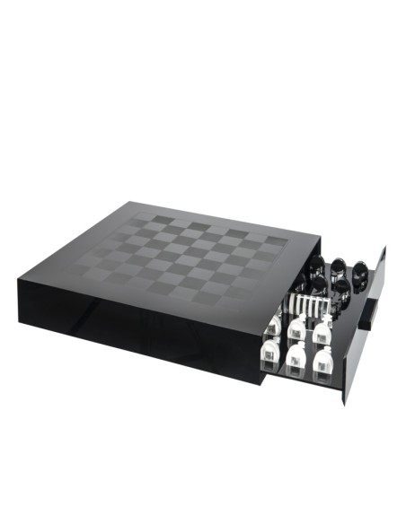 iPLEX - Magnus Scacchiera Dama in plexiglass PMMA nero con cassetto porta pedine - arredamento casa salotto Made in Italy - nero