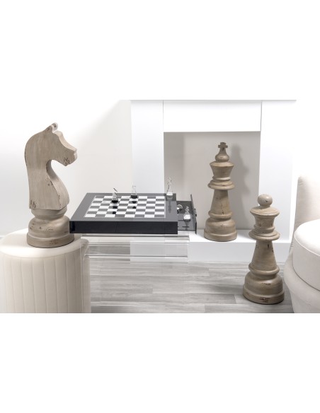 iPLEX - Magnus Scacchiera Dama in plexiglass PMMA nero con cassetto porta pedine - arredamento casa salotto Made in Italy - nero