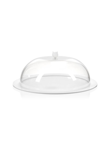 Iplex - Bon Ton Tortiera rotonda con calotta in plexiglass Trasparente diametro , made in Italy - Trasparente/bianco - 36x15x36 
