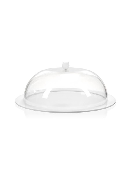 Iplex - Bon Ton Tortiera rotonda con calotta in plexiglass Trasparente diametro , made in Italy - Trasparente/bianco - 36x15x36 