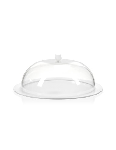 Iplex - Bon Ton Tortiera rotonda con calotta in plexiglass Trasparente diametro , made in Italy - Trasparente/bianco - 36x15x36 