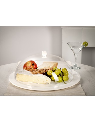 Iplex - Bon Ton Tortiera rotonda con calotta in plexiglass Trasparente diametro , made in Italy - Trasparente/bianco - 36x15x36 