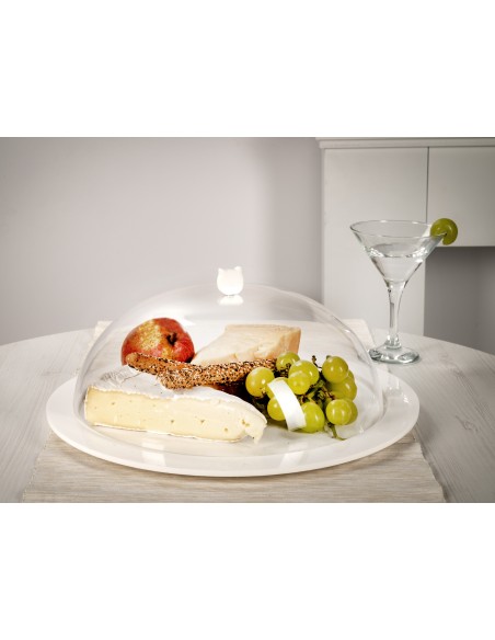 Iplex - Bon Ton Tortiera rotonda con calotta in plexiglass Trasparente diametro , made in Italy - Trasparente/bianco - 36x15x36 