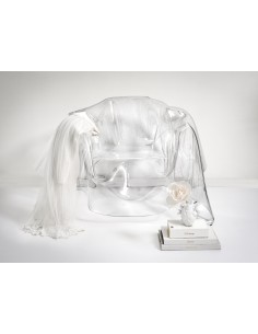 iPLEX - Drappeggi Poltrona in plexiglass PMMA Trasparente drappeggiata interamente a mano. - 108,0x45/76x103,0 - 108,0x45/76x103 2