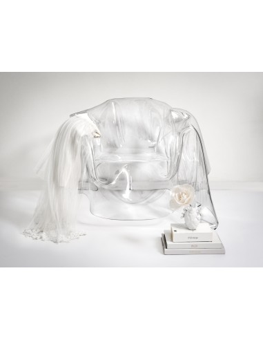 iPLEX - Drappeggi Poltrona in plexiglass PMMA Trasparente drappeggiata interamente a mano. - 108,0x45/76x103,0 - 108,0x45/76x103