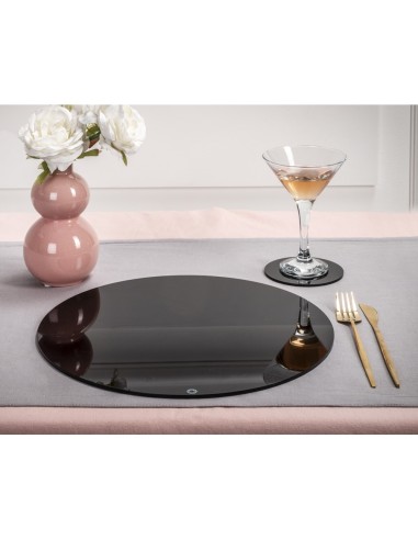 iPLEX Design - Serving Sottobicchiere / Sottopiatto Rotondo Nero in plexiglass - 10 / 33x0,3 / 0,3x10 / 33 - 10/33x0,3/0,3x10/33