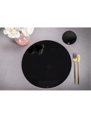 iPLEX Design - Serving Sottobicchiere / Sottopiatto Rotondo Nero in plexiglass - 10 / 33x0,3 / 0,3x10 / 33 - 10/33x0,3/0,3x10/33