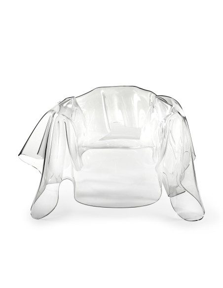 iPLEX - Drappeggi Poltrona in plexiglass PMMA Trasparente drappeggiata interamente a mano. - 108,0x45/76x103,0 - 108,0x45/76x103