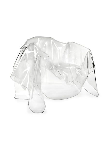 iPLEX - Drappeggi Poltrona in plexiglass PMMA Trasparente drappeggiata interamente a mano. - 108,0x45/76x103,0 - 108,0x45/76x103