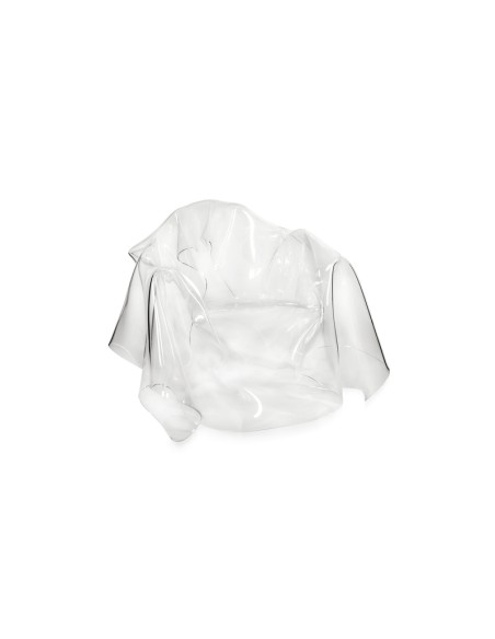iPLEX - Drappeggi Poltrona in plexiglass PMMA Trasparente drappeggiata interamente a mano. - 108,0x45/76x103,0 - 108,0x45/76x103