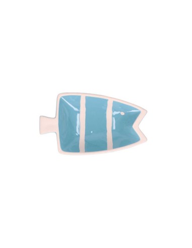 Rituali Domestici - Rituali Domestici - Linea Pelagicoillogico Piatto Pesce a Azzurro Righe Bianche in Stoneware 23,3x14xh 4,5 C