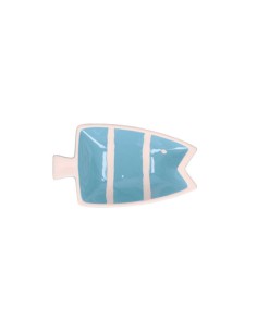 Rituali Domestici - Rituali Domestici - Linea Pelagicoillogico Piatto Pesce a Azzurro Righe Bianche in Stoneware 23,3x14xh 4,5 C
