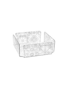 iPLEX Design - Etiquette Porta Tovaglioli Orizzontale Maiolica Trasparente - Bianco in plexiglass - Trasparente/bianco - 22x7,5x