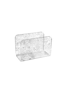 iPLEX Design - Etiquette Porta Tovaglioli Verticale Maiolica Trasparente - Bianco in plexiglass - Trasparente/bianco - 13x9x6,5 