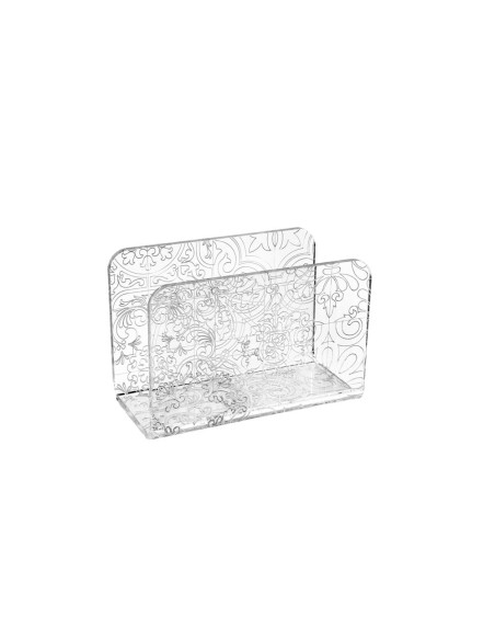 iPLEX Design - Etiquette Porta Tovaglioli Verticale Maiolica Trasparente - Bianco in plexiglass - Trasparente/bianco - 13x9x6,5 