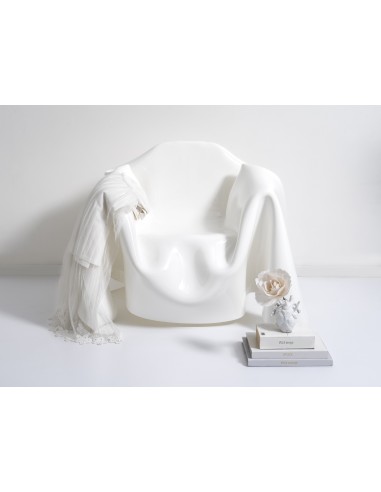 iPLEX - Poltrona per casa salotto linea Drappeggi in plexiglass PMMA color bianco latte - 108,0x45/76x103,0 - 108,0x45/76x103,0 