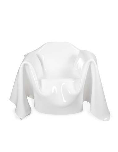 iPLEX - Poltrona per casa salotto linea Drappeggi in plexiglass PMMA color bianco latte - 108,0x45/76x103,0 - 108,0x45/76x103,0 