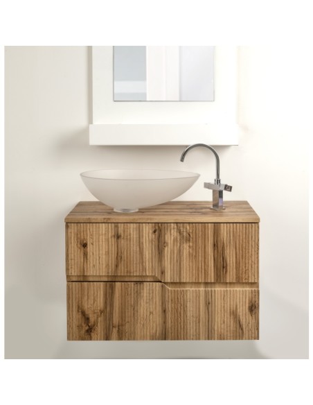 iPLEX Design - Calipso Composizione Mobile Rovere E Lavabo Satinato in melanimico antigraffio/plexiglass - rovere/bianco satinat