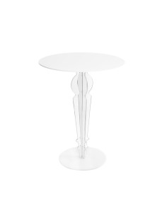 iPLEX - Cesare Tavolino design '800 a gamba unica centrale in purissimo PMMA di cristallo acrilico con ripiano bianco pieno. Mad 2