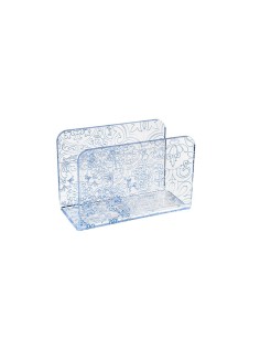 iPLEX Design - Etiquette Porta Tovaglioli Verticale Trasparente - Azzurro Maiolica Azulejos in plexiglass - Trasparente/azzurro 