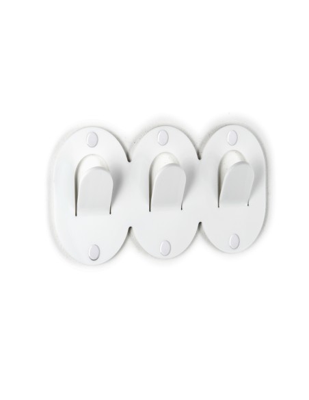iPLEX - Set di 3 Appendini clips in plexiglass PMMA bianco. - arredamento casa ingresso ufficio di lavoro studio Made in Italy -