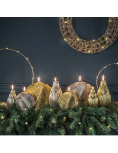 L'Oca Nera - Le Candele Di Natale! Candela grande a forma di foglia, di colore argento, ideale per interni/esterni, ottima decor 2