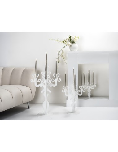 iPLEX - Candelabro linea Vittoriale design rinascimentale con 5 braccia in plexiglass bianco opalino. - arredamento casa salotto