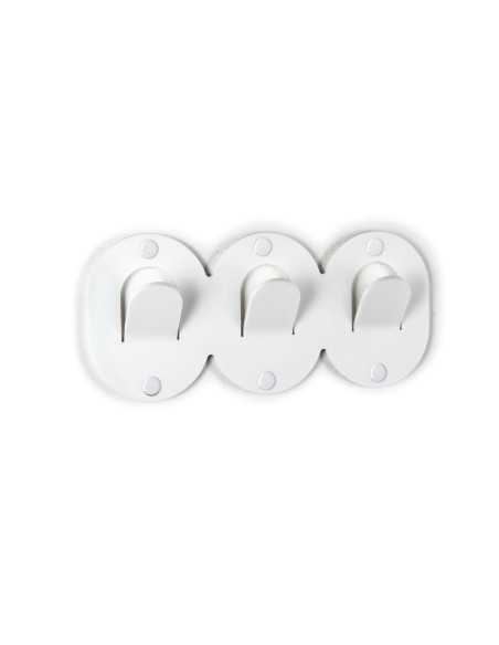 iPLEX - Set di 3 Appendini clips in plexiglass PMMA bianco. - arredamento casa ingresso ufficio di lavoro studio Made in Italy -