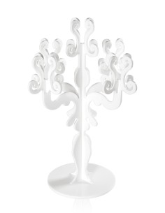 iPLEX - Candelabro linea Vittoriale design rinascimentale con 5 braccia in plexiglass bianco opalino. - arredamento casa salotto