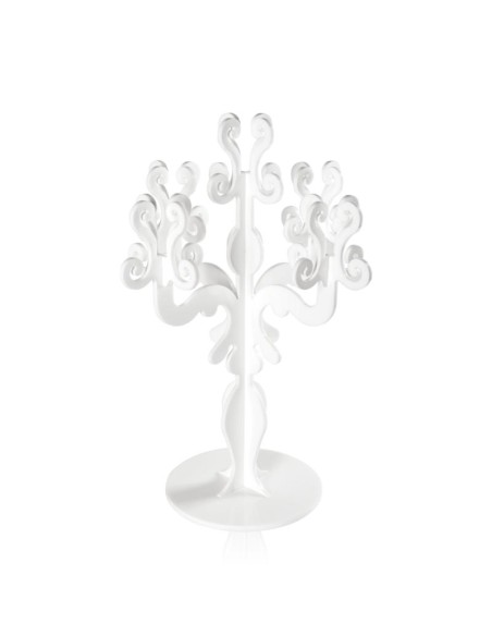iPLEX - Candelabro linea Vittoriale design rinascimentale con 5 braccia in plexiglass bianco opalino. - arredamento casa salotto