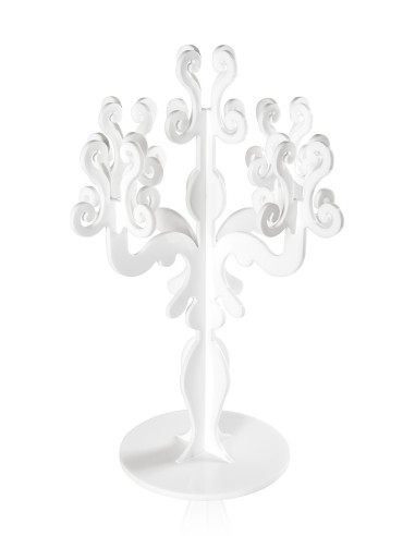 iPLEX - Candelabro linea Vittoriale design rinascimentale con 5 braccia in plexiglass bianco opalino. - arredamento casa salotto