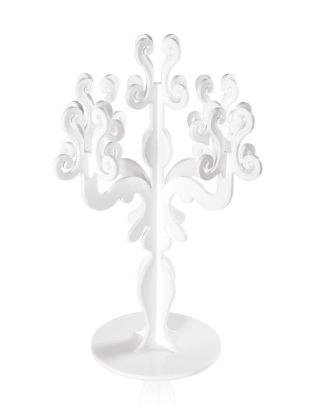 iPLEX - Candelabro linea Vittoriale design rinascimentale con 5 braccia in plexiglass bianco opalino. - arredamento casa salotto
