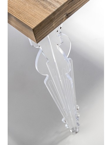 iPLEX - Maugenio Console Comodino con ripiano in legno naturale opaco, gambe in plexiglass Trasparente,. Made in Italy - Traspar
