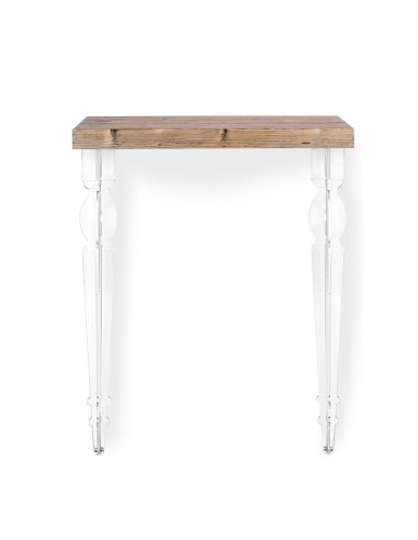 iPLEX - Maugenio Console Comodino con ripiano in legno naturale opaco, gambe in plexiglass Trasparente,. Made in Italy - Traspar